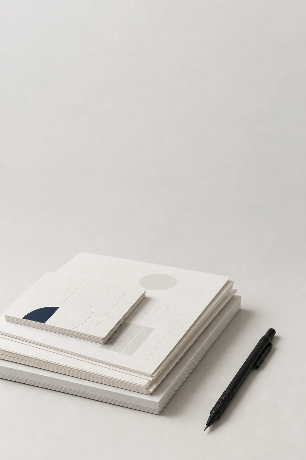 Audit report pages and a black pencil on a light studio background